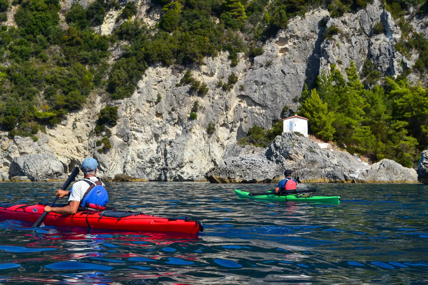 Guided sea kayaking experience in Parga with Aegean Outdoors, exploring the Ionian coastline